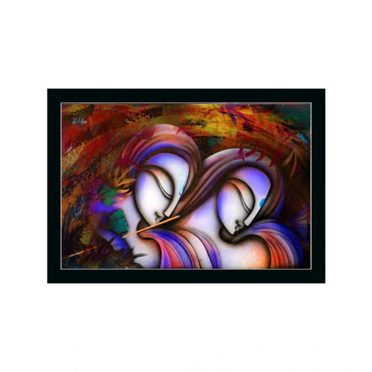 Roneclick Radha Krishna Painting with Synthetic Photo Frame (Multicolor)