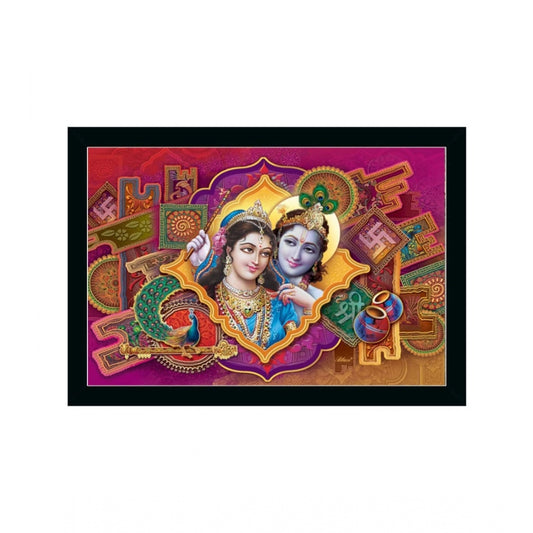 Roneclick Beautiful Radha Krishna Vinyl Sparkle Coated with Synthetic Photo Frame (Multicolor)