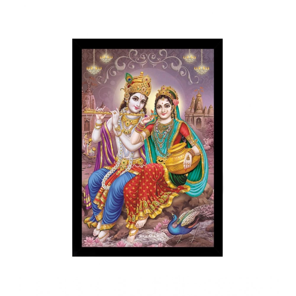 Roneclick Radha Krishna Painting with Synthetic Photo Frame (Multicolor)