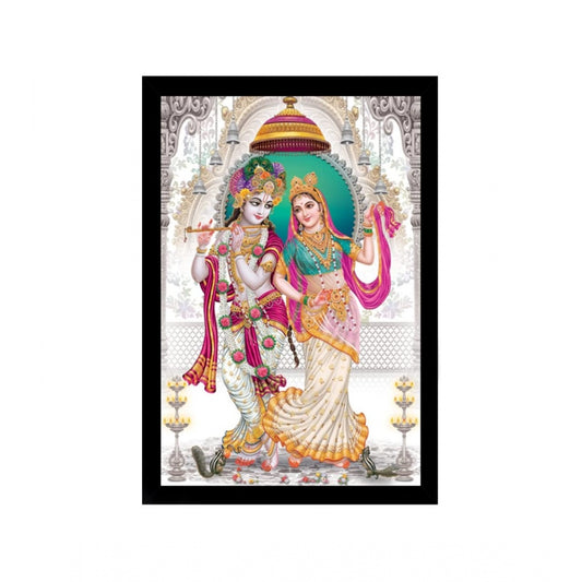 Roneclick Radha Krishna Painting with Synthetic Photo Frame (Multicolor)