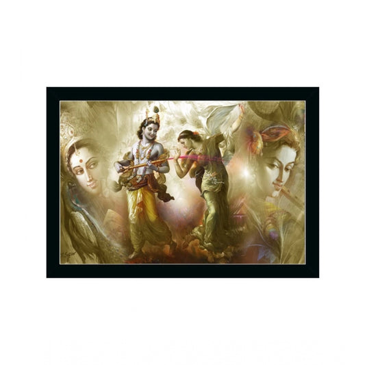 Roneclick Radha Krishna Painting with Synthetic Photo Frame (Multicolor)