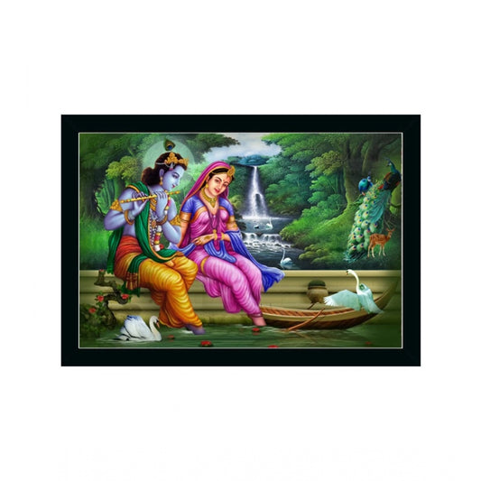 Roneclick Radha Krishna Painting with Synthetic Photo Frame (Multicolor)