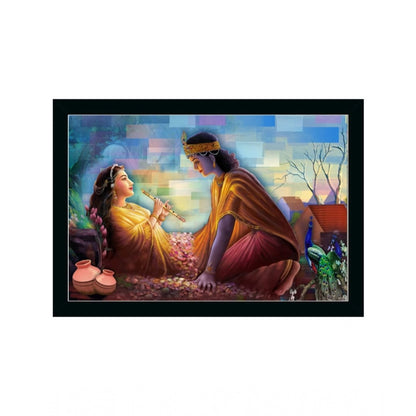 Roneclick Radha Krishna Painting with Synthetic Photo Frame (Multicolor)