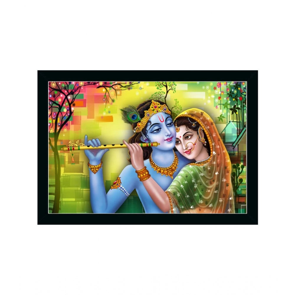 Roneclick Radha Krishna Painting with Synthetic Photo Frame (Multicolor)