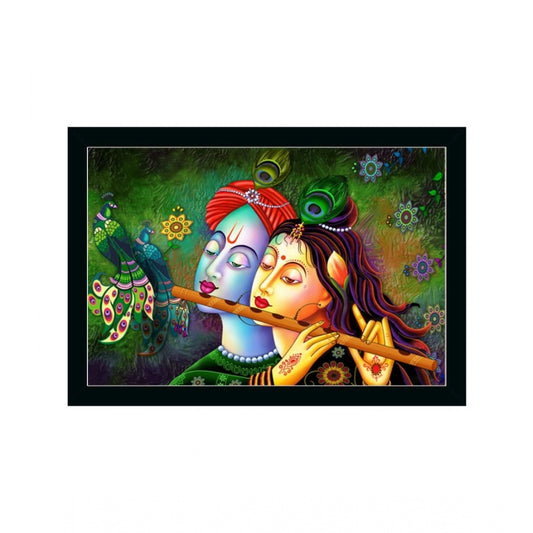 Roneclick Radha Krishna Painting with Synthetic Photo Frame (Multicolor)