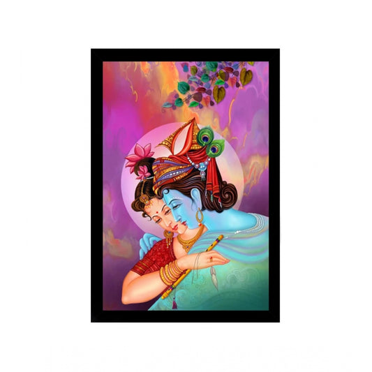 Roneclick Radha Krishna Painting with Synthetic Photo Frame (Multicolor)