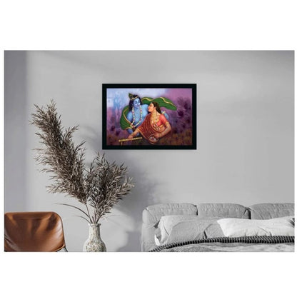 Roneclick Radha Krishna Painting with Synthetic Photo Frame (Multicolor)