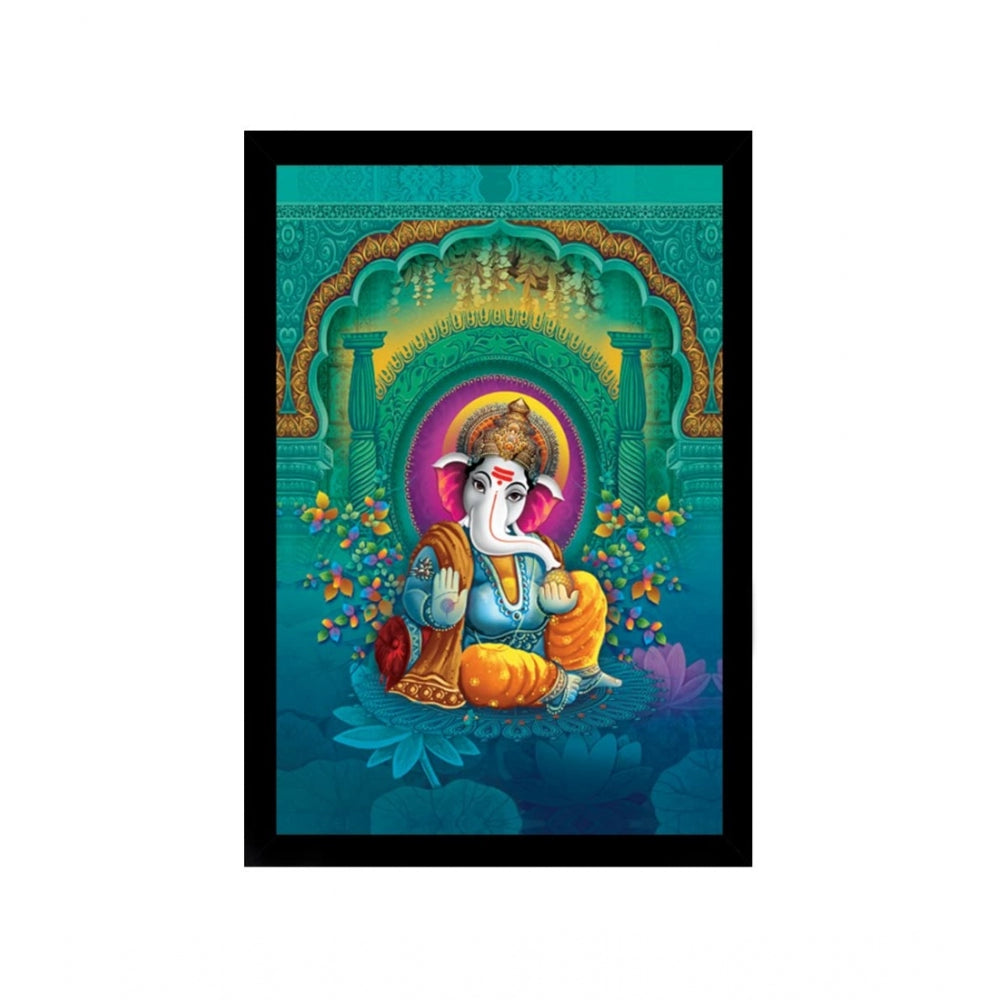 Roneclick Ganesh Photo with Synthetic Photo Frame (Multicolor)