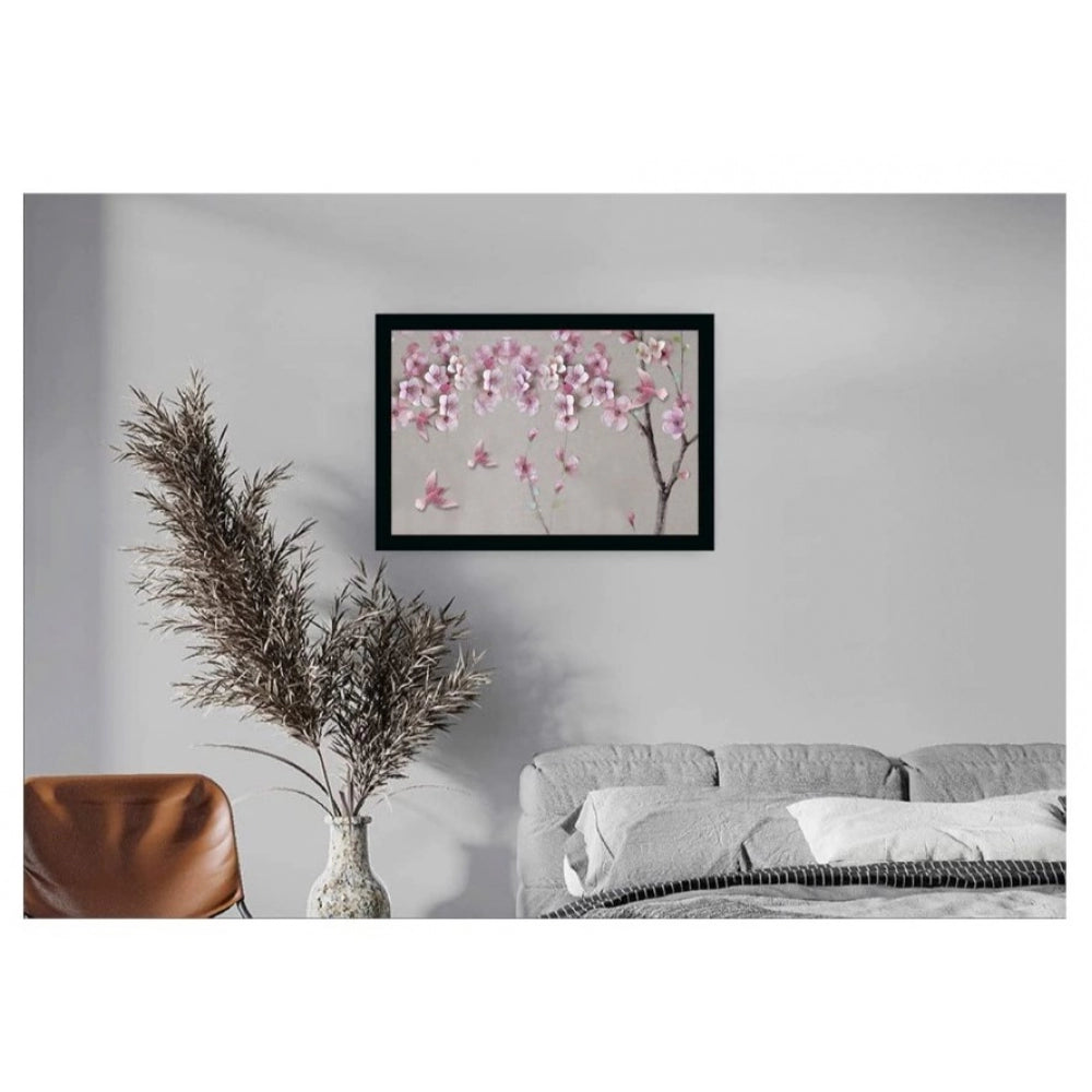 Roneclick Flower Painting Vinyl Sparkle Coated with Synthetic Photo Frame (Multicolor)