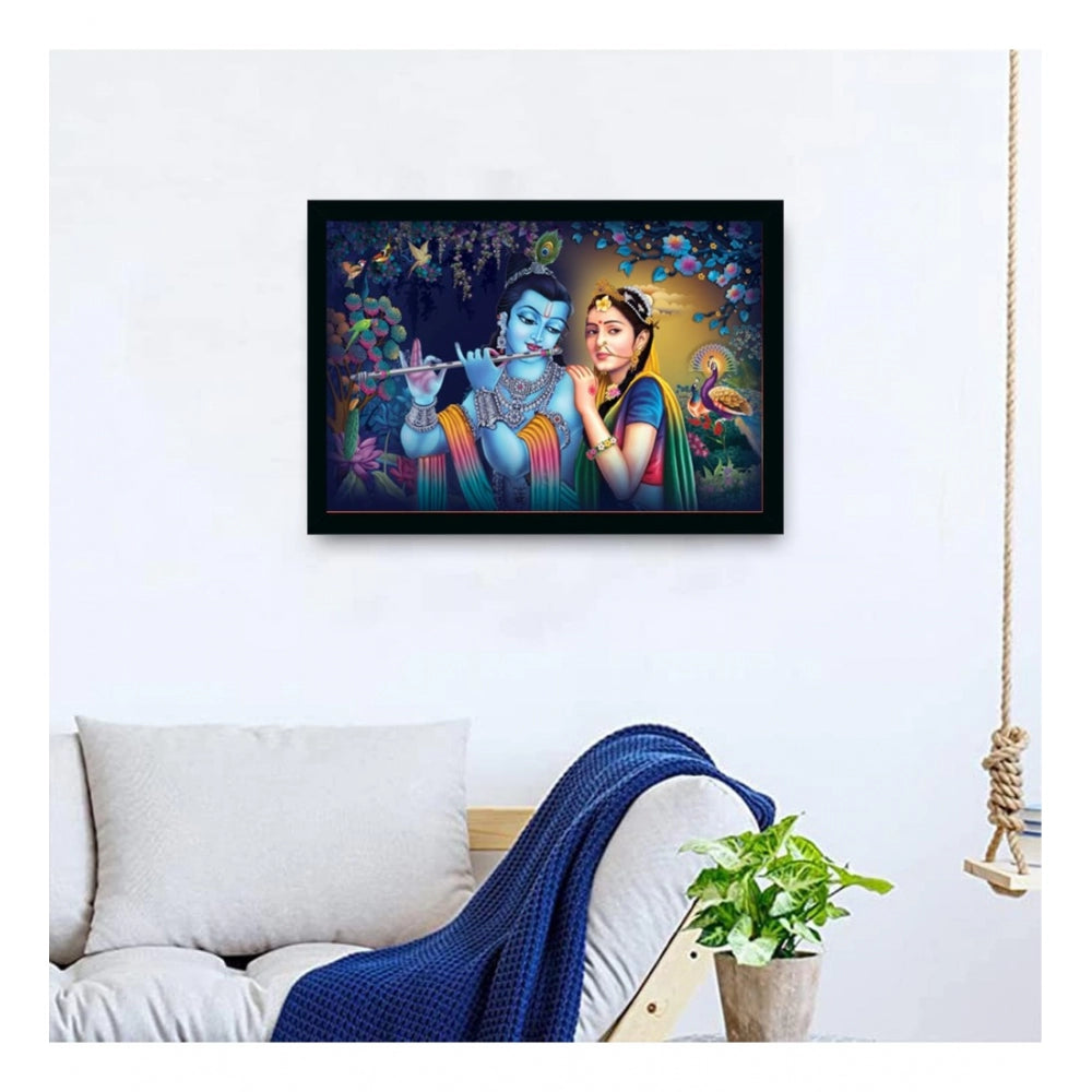 Roneclick Radha Krishna Painting with Synthetic Photo Frame (Multicolor)