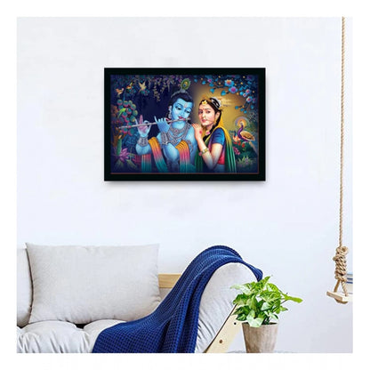 Roneclick Radha Krishna Painting with Synthetic Photo Frame (Multicolor)