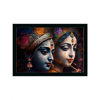 Roneclick Radha Krishna Painting with Synthetic Photo Frame (Multicolor)