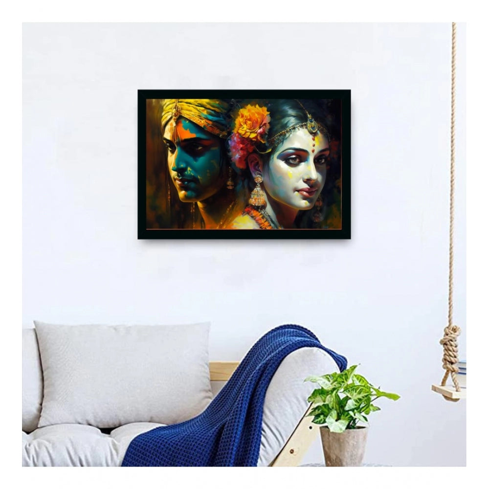 Roneclick Radha Krishna Painting with Synthetic Photo Frame (Multicolor)