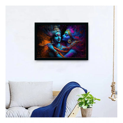 Roneclick Radha Krishna Painting with Synthetic Photo Frame (Multicolor)