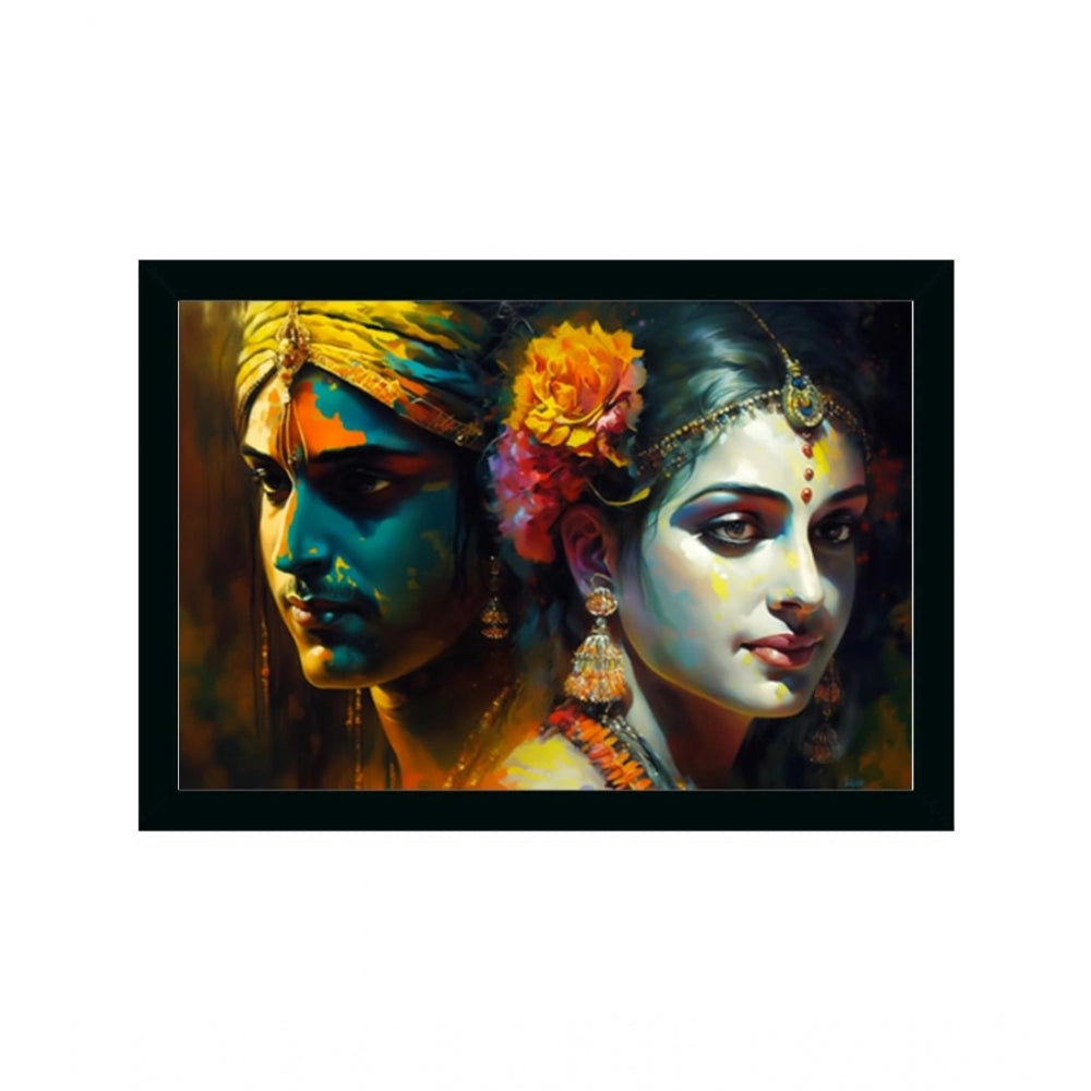 Roneclick Radha Krishna Painting with Synthetic Photo Frame (Multicolor)