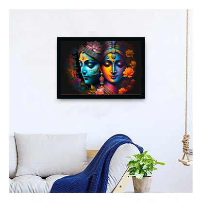 Roneclick Radha Krishna Painting with Synthetic Photo Frame (Multicolor)