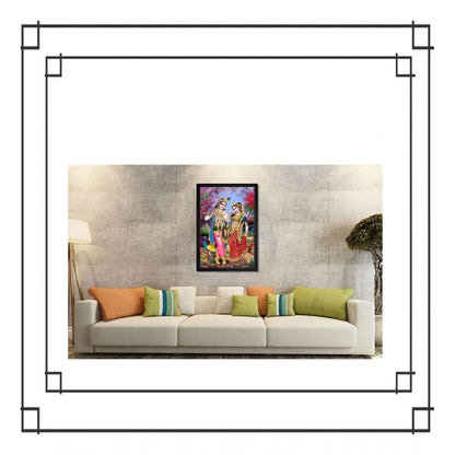 Roneclick Radha Krishna Painting with Synthetic Photo Frame (Multicolor)