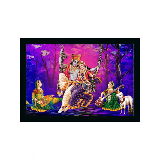 Roneclick Radha Krishna Painting with Synthetic Photo Frame (Multicolor)