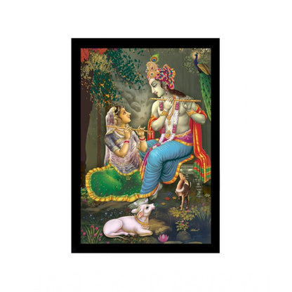 Roneclick Radha Krishna Painting with Synthetic Photo Frame (Multicolor)