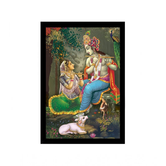 Roneclick Radha Krishna Painting with Synthetic Photo Frame (Multicolor)