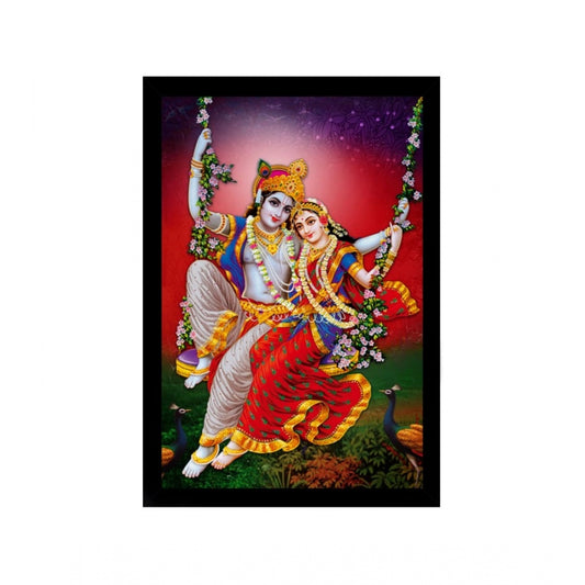 Roneclick Radha Krishna Painting with Synthetic Photo Frame (Multicolor)