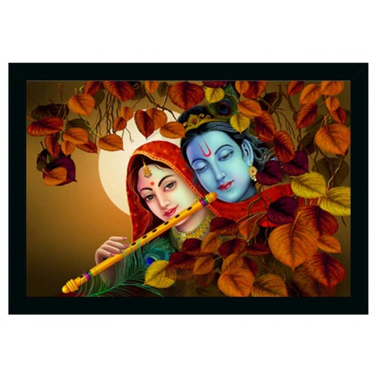 Roneclick Radha Krishna Painting Vinyl Sparkle Coated with Synthetic Photo Frame (Multicolor)