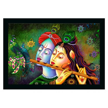 Roneclick Radha Krishna Painting Vinyl Sparkle Coated with Synthetic Photo Frame (Multicolor)