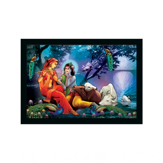 Roneclick Radha Krishna Painting Vinyl Sparkle Coated with Synthetic Photo Frame (Multicolor)