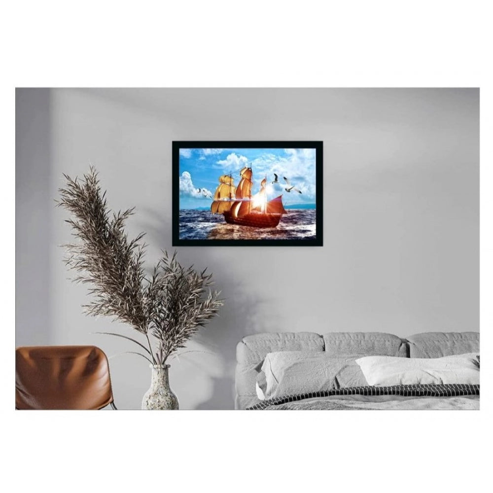 Roneclick Boat Frame Paintingwith Synthetic Photo Frame (Multicolor)