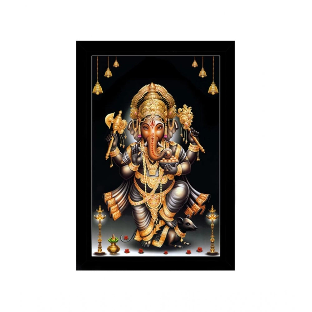 Roneclick Ganesh Photo with Synthetic Photo Frame (Multicolor)