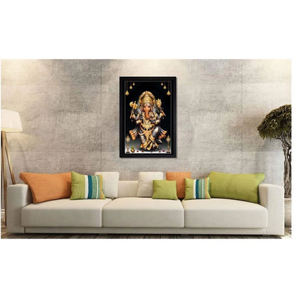 Roneclick Ganesh Photo with Synthetic Photo Frame (Multicolor)