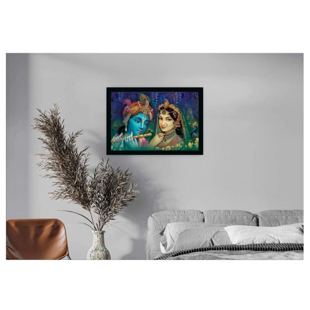 Roneclick Radha Krishna Painting with Synthetic Photo Frame with Sparkle Coated (Multicolor)