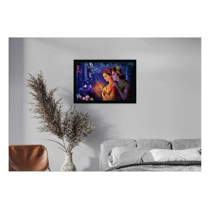 Roneclick Radha Krishna Painting Vinyl Sparkle Coated with Synthetic Photo Frame (Multicolor)