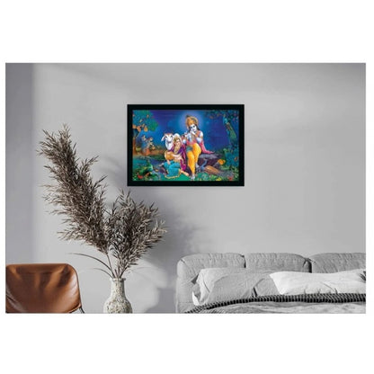 Roneclick Radha Krishna Painting with Synthetic Photo Frame (Multicolor)