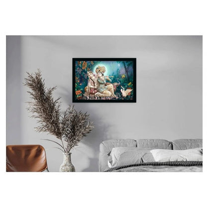 Roneclick Radha Krishna Painting with Synthetic Photo Frame (Multicolor)