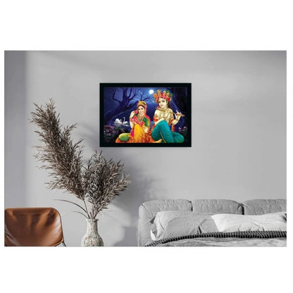 Roneclick Radha Krishna Painting with Synthetic Photo Frame (Multicolor)