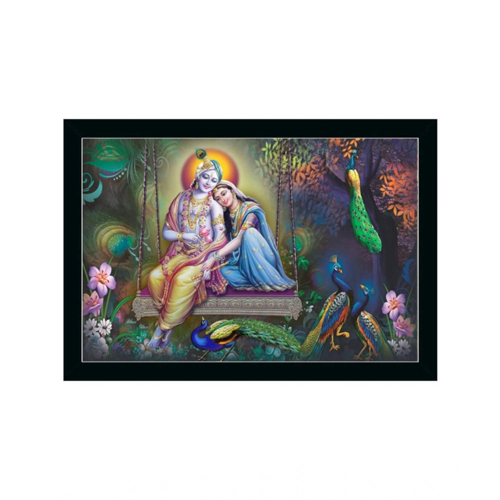 Roneclick Radha Krishna Painting with Synthetic Photo Frame (Multicolor)