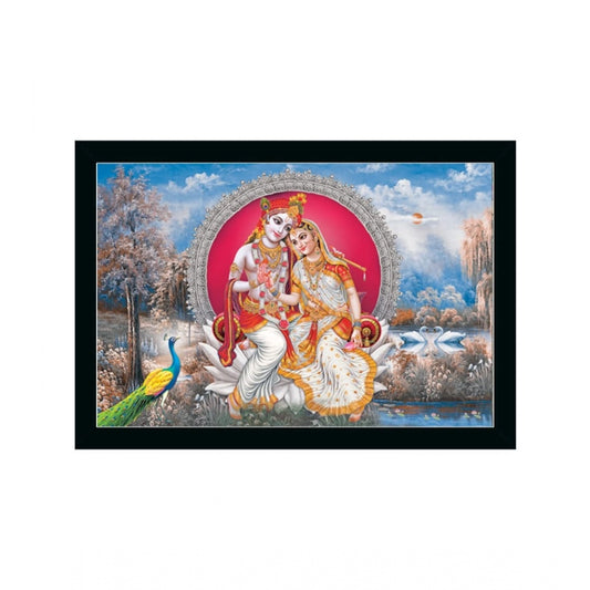 Roneclick Radha Krishna Painting with Synthetic Photo Frame (Multicolor)