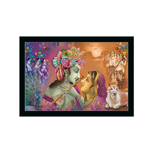 Roneclick Radha Krishna Painting with Synthetic Photo Frame (Multicolor)