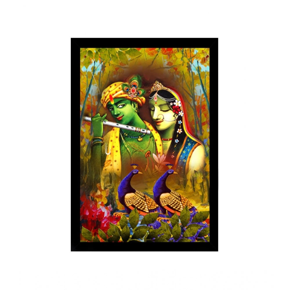 Roneclick Radha Krishna Painting with Synthetic Photo Frame (Multicolor)