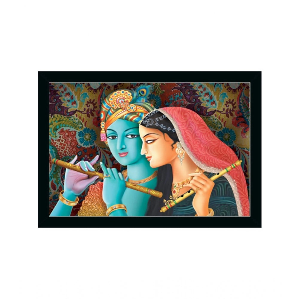 Roneclick Radha Krishna Painting with Synthetic Photo Frame (Multicolor)