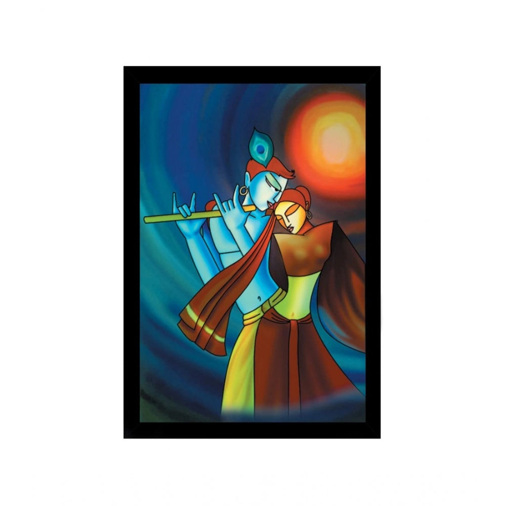 Roneclick Radha Krishna Painting with Synthetic Photo Frame (Multicolor)