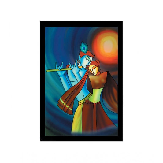 Roneclick Radha Krishna Painting with Synthetic Photo Frame (Multicolor)