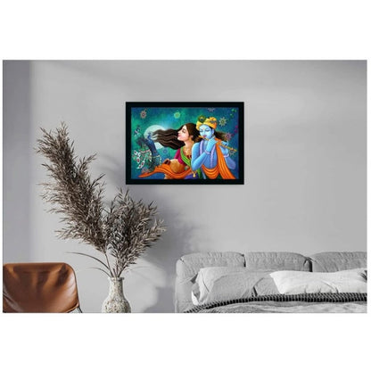 Roneclick Radha Krishna Painting with Synthetic Photo Frame (Multicolor)