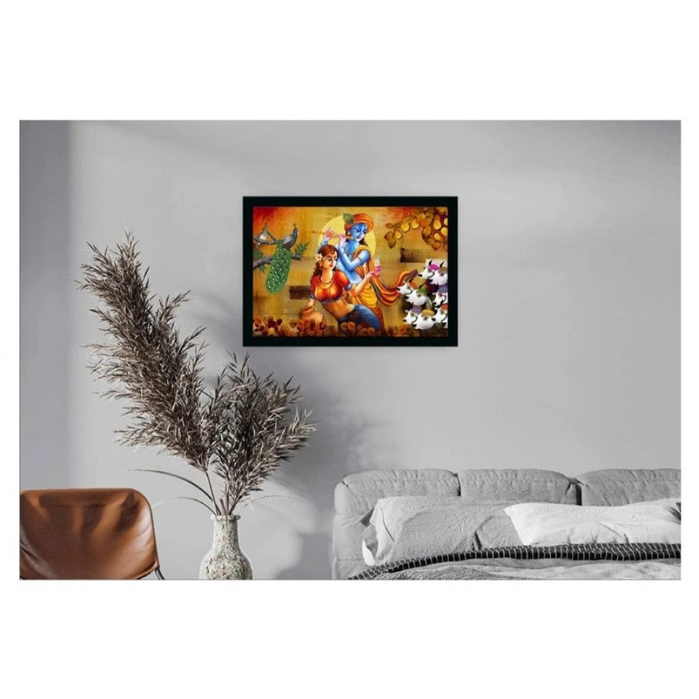 Roneclick Radha Krishna Painting with Synthetic Photo Frame (Multicolor)