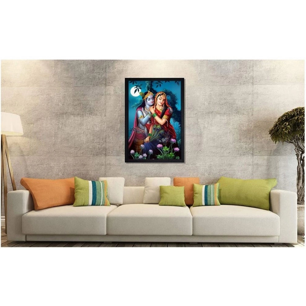 Roneclick Radha Krishna Painting with Synthetic Photo Frame (Multicolor)