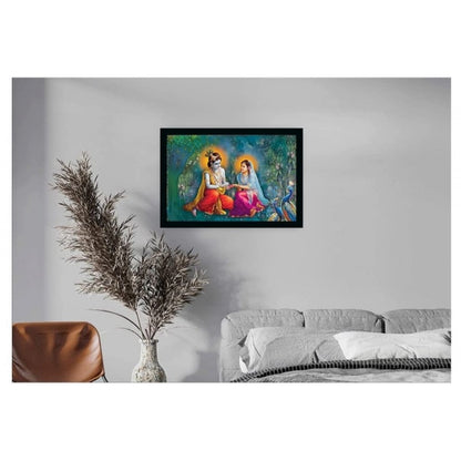 Roneclick Radha Krishna Painting with Synthetic Photo Frame (Multicolor)