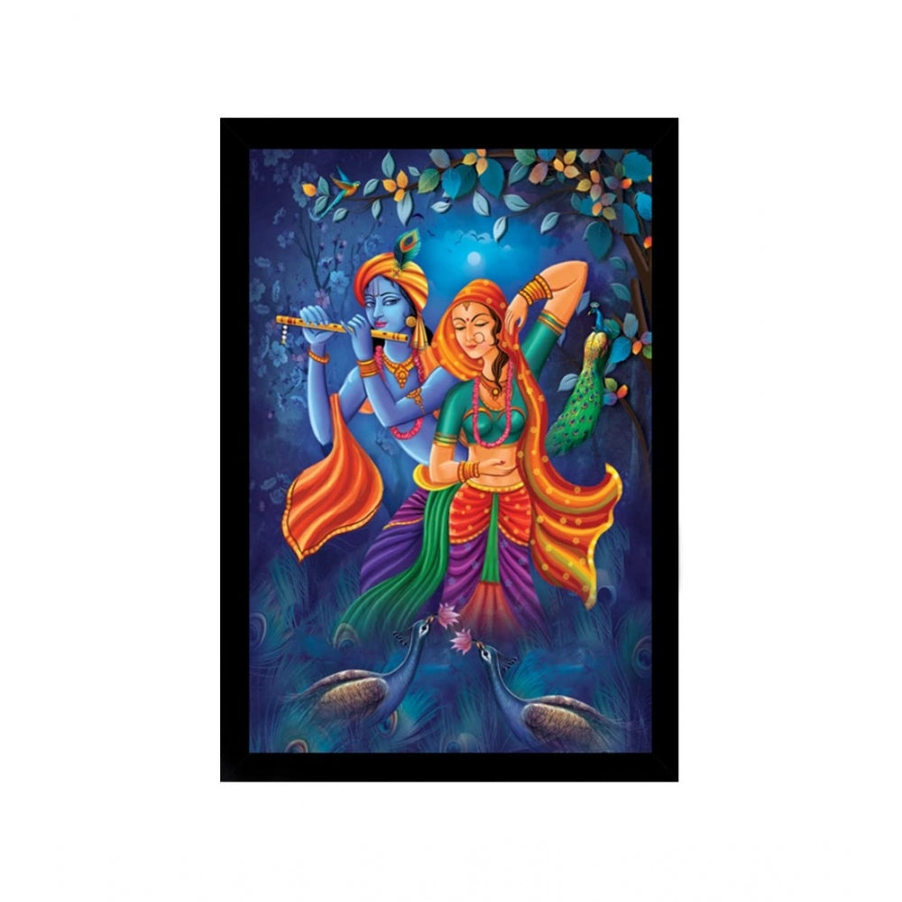 Roneclick Radha Krishna Painting with Synthetic Photo Frame (Multicolor)