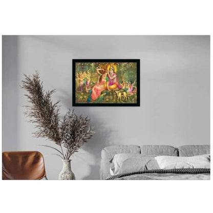 Roneclick Radha Krishna Painting with Synthetic Photo Frame (Multicolor)