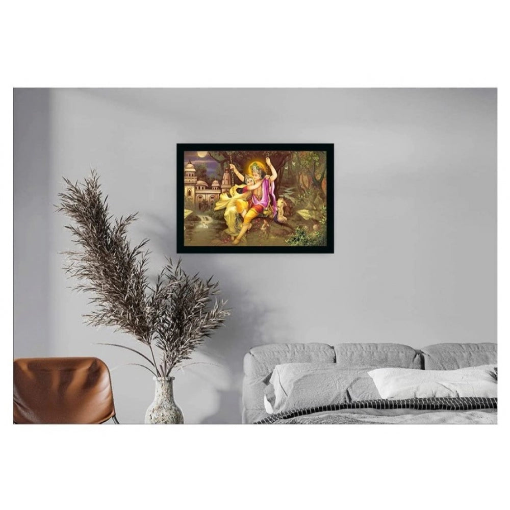 Roneclick Radha Krishna Painting with Synthetic Photo Frame (Multicolor)